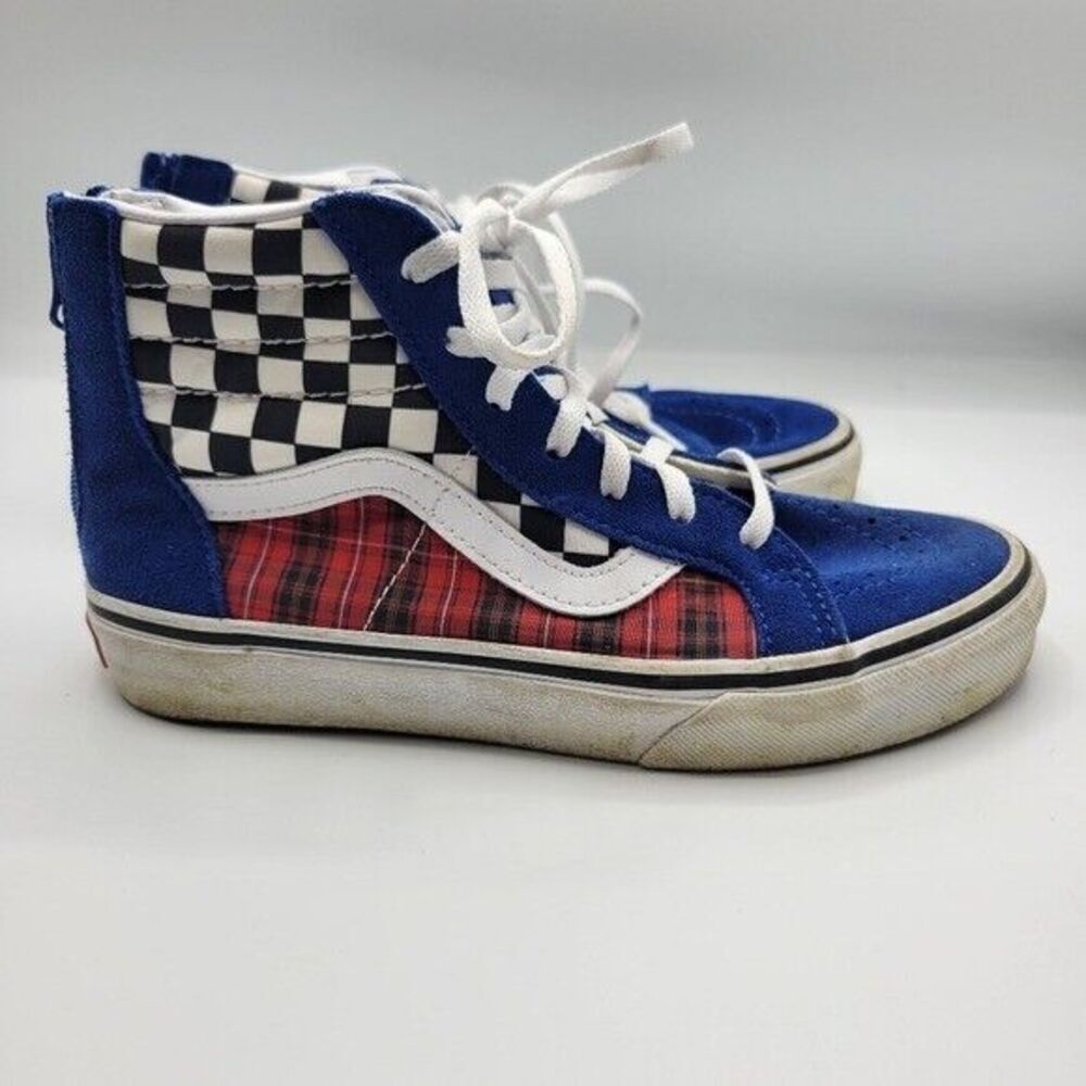 VANS Old Skool Off the Wall Sk8-Hi Top Kids 'Plaid Checkerboard' Sneakers 3/34